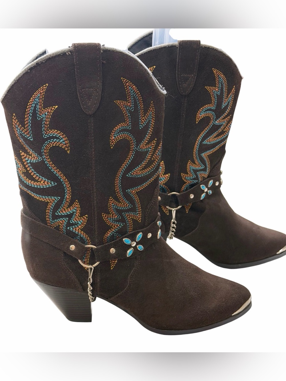 Dingo Victoria Brown Suede Leather Western Cowboy Boots Size 9.5M